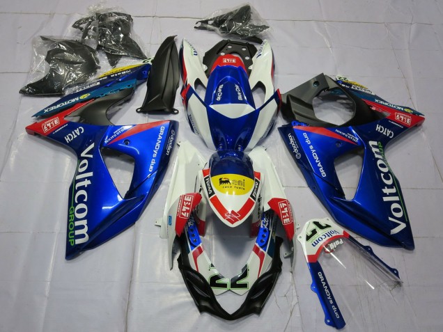Suzuki GSXR 1000 Motorrad Verkleidung 2009-2016 - Weiss Blau Gelb Rot Voltcom 22