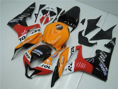 Orange Weiß Rot Glänzendes Schwarz Repsol 2007-2008 Honda CBR600RR Motorrad Verkleidung