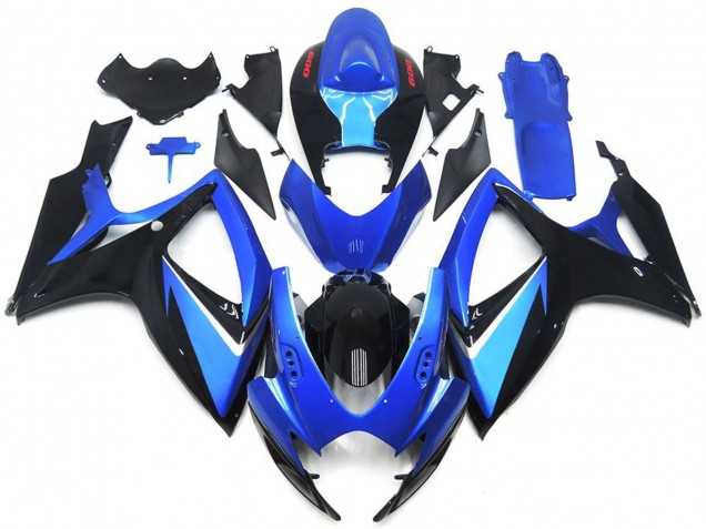 Suzuki GSXR 600 / GSXR 750 Motorrad Verkleidung 2006-2007 - Blau Schwarz Rot Streifen