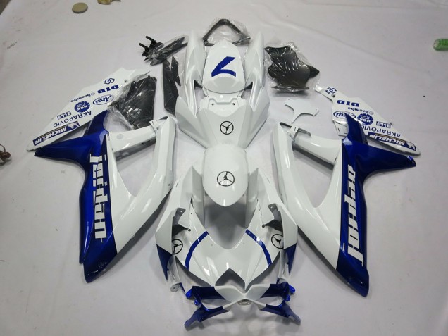 Suzuki GSXR 600 / GSXR 750 Motorrad Verkleidung 2008-2010 - Weiss Blau Jordan