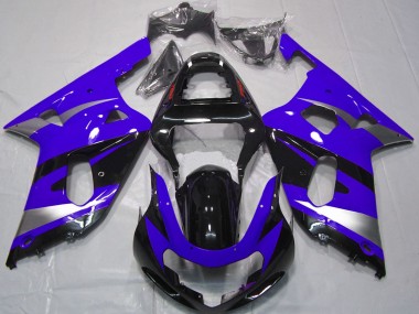 Suzuki GSXR 600 / GSXR 750 Motorrad Verkleidung 2001-2003 - Blau Silber Glanzendes Schwarz OEM Stil