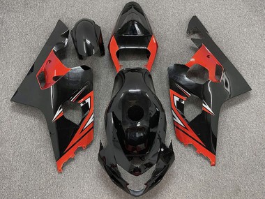 Suzuki GSXR 600 / GSXR 750 Motorrad Verkleidung 2004-2005 - Glanzendes Schwarz Rot