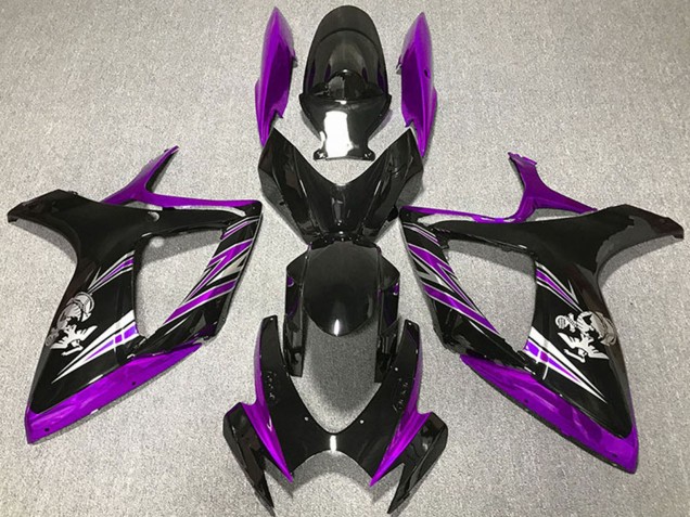 Suzuki GSXR 600 / GSXR 750 Motorrad Verkleidung 2006-2007 - Lila Glanzendes Schwarz
