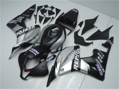 Matt Schwarz Silber Grau Repsol 2007-2008 Honda CBR600RR Motorrad Verkleidung