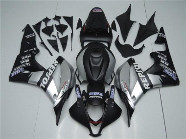 Matt Schwarz Silber Grau Repsol 2007-2008 Honda CBR600RR Motorrad Verkleidung