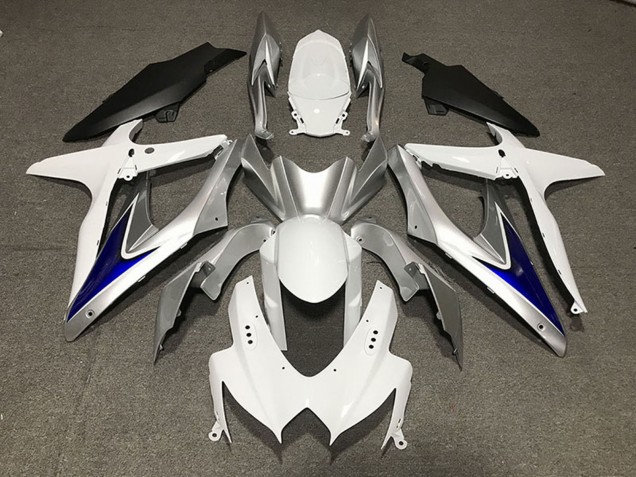 Suzuki GSXR 600 / GSXR 750 Motorrad Verkleidung 2008-2010 - Weiss Silber Blau Matt Schwarz