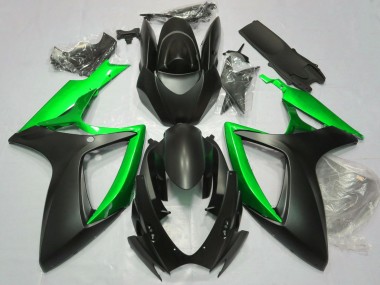 Suzuki GSXR 600 / GSXR 750 Motorrad Verkleidung 2006-2007 - Matt Schwarz Grun