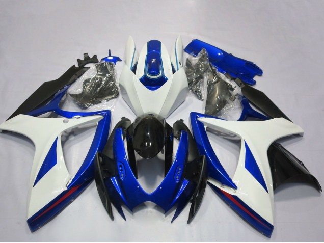 Suzuki GSXR 600 / GSXR 750 Motorrad Verkleidung 2006-2007 - Weiss Blau Glanzendes Schwarz OEM Stil