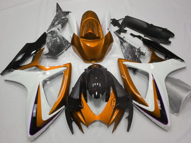 Suzuki GSXR 600 / GSXR 750 Motorrad Verkleidung 2006-2007 - Orange Weiss Glanzendes Schwarz