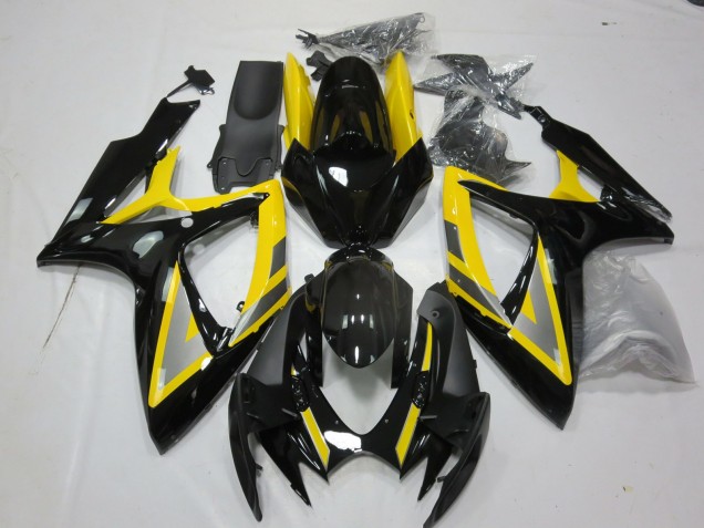 Suzuki GSXR 600 / GSXR 750 Motorrad Verkleidung 2006-2007 - Gelb Silber Glanzendes Schwarz