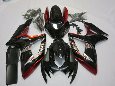 Suzuki GSXR 600 / GSXR 750 Motorrad Verkleidung 2006-2007 - Rot Glanzendes Schwarz