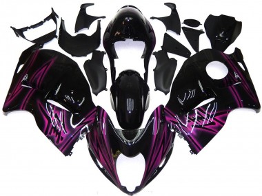 Suzuki GSXR 1300 Motorrad Verkleidung 1996-2007 - Glanzendes Schwarz Lila Flamme