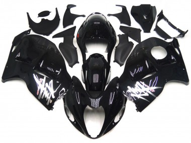 Suzuki GSXR 1300 Motorrad Verkleidung 1996-2007 - Glanzendes Schwarz mit Silber Aufkleber
