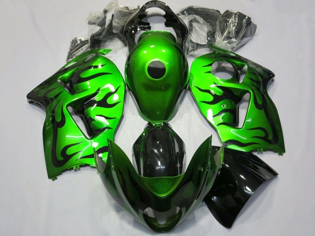 Suzuki GSXR 1300 Motorrad Verkleidung 1996-2007 - Grun Schwarz Flamme