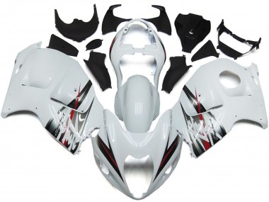 Suzuki GSXR 1300 Motorrad Verkleidung 1996-2007 - Glanzendes Weiss und Silber Stil