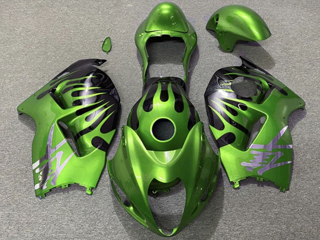 Suzuki GSXR 1300 Motorrad Verkleidung 1996-2007 - Grun Schwarz Flamme