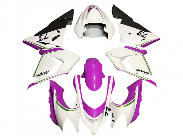 Kawasaki ZX10R Motorrad Verkleidung 2004-2005 - Glanzendes Weiss Rosa
