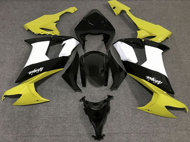 Kawasaki ZX10R Motorrad Verkleidung 2008-2010 - Glanzendes Gelb Schwarz und Weiss