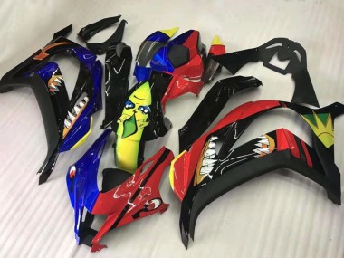 Kawasaki ZX10R Motorrad Verkleidung 2016-2020 - Rot Blau Gelb Schwarz Hai