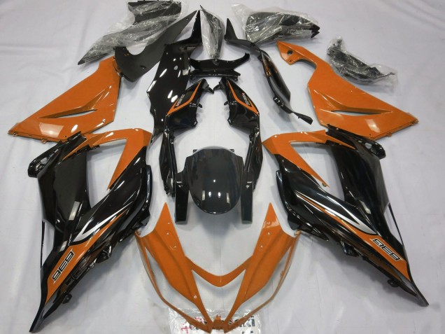 Kawasaki ZX6R Motorrad Verkleidung 2013-2018 - Orange Glanzendes Schwarz
