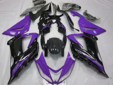 Kawasaki ZX6R Motorrad Verkleidung 2013-2018 - Lila Glanzendes Schwarz