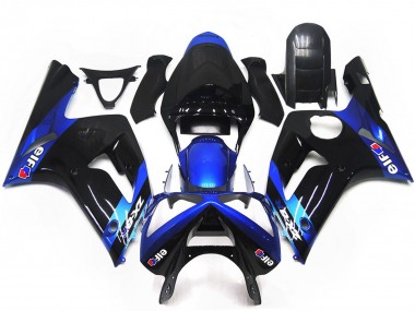 Kawasaki ZX6R Motorrad Verkleidung 2003-2004 - Blau Glanzendes Schwarz Elf