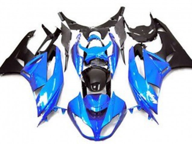 Kawasaki ZX6R Motorrad Verkleidung 2009-2012 - Blau Glanzendes Schwarz Matt Schwarz