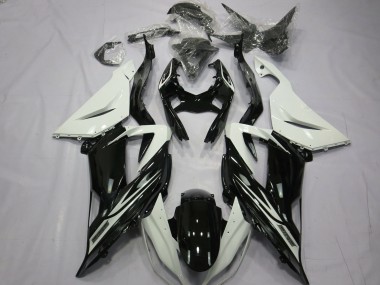 Kawasaki ZX6R Motorrad Verkleidung 2013-2018 - Weiss Glanzendes Schwarz