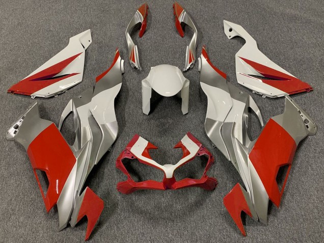 Kawasaki ZX6R Motorrad Verkleidung 2019-2022 - Weiss Silber Rot