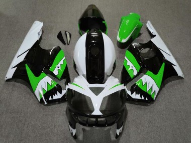 Kawasaki ZX12R Motorrad Verkleidung 2002-2006 - Grun Schwarz Weiss Hai