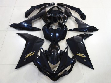 Yamaha R1 Motorrad Verkleidung 2007-2008 - Glanzendes Schwarz Dunkel Blau Gold Aufkleber