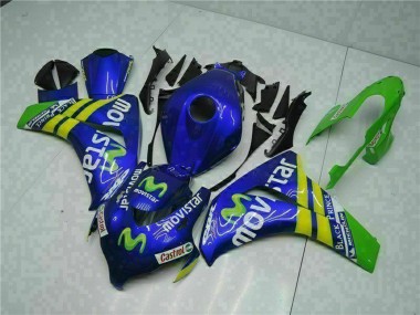 Blau Gelb Grün MoviStar Castrol 2008-2011 Honda CBR1000RR Motorrad Verkleidung