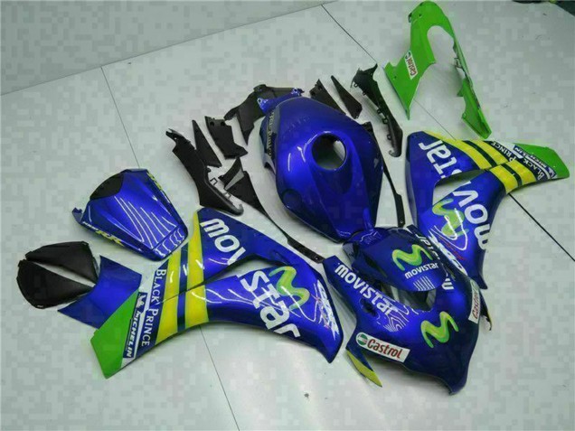 Blau Gelb Grün MoviStar Castrol 2008-2011 Honda CBR1000RR Motorrad Verkleidung