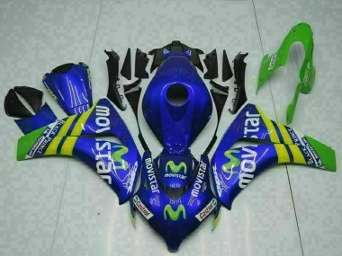 Blau Gelb Grün MoviStar Castrol 2008-2011 Honda CBR1000RR Motorrad Verkleidung