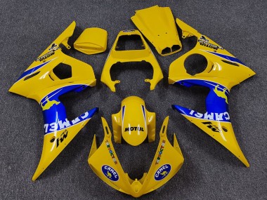 Yamaha R6 Motorrad Verkleidung 2005 - Gelb Blau Weiss Kamel Motul