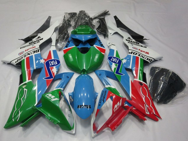 Yamaha R6 Motorrad Verkleidung 2008-2016 - Weiss Hellblau Grun Rot Fiat Dunlop Michelin Motul