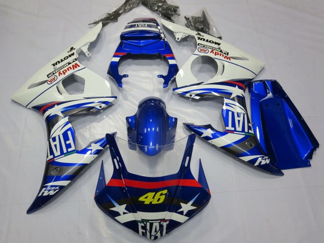 Weiß Blau Fiat Michelin Motul 46 2003-2004 Yamaha R6 Motorrad Verkleidung
