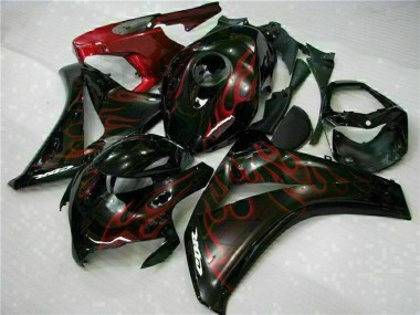 Glänzendes Schwarz Rot Flamme 2008-2011 Honda CBR1000RR Motorrad Verkleidung Kit