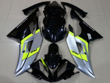 Yamaha R6 Motorrad Verkleidung 2008-2016 - Silber Neon Grun Glanzendes Schwarz