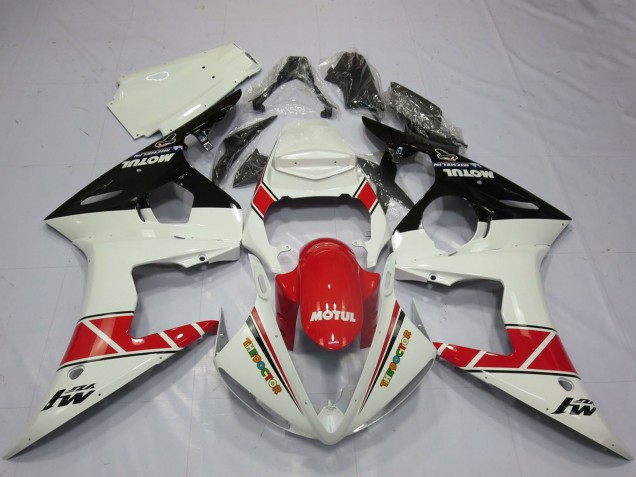 Yamaha R6 Motorrad Verkleidung 2005 - Weiss Rot Glanzendes Schwarz Motul