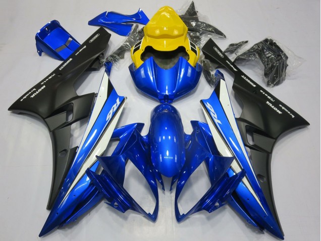 Yamaha R6 Motorrad Verkleidung 2006-2007 - Gelb Blau Weiss Matt Schwarz Motul