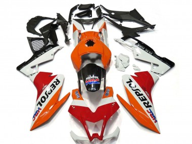 Aprilia RS4 125 Motorrad Verkleidung 2012-2018 - Orange Weiss Rot Glanzendes Schwarz Repsol