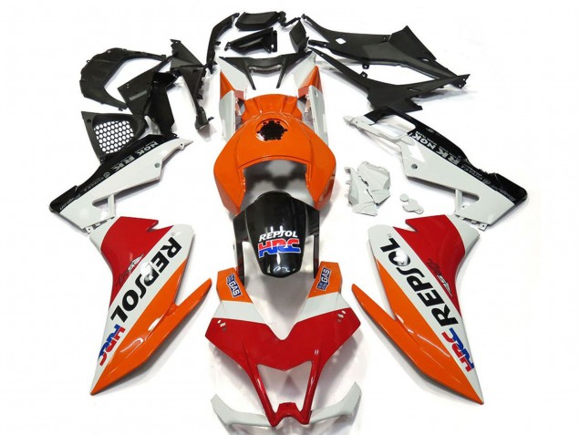 Aprilia RS4 125 Motorrad Verkleidung 2012-2018 - Orange Weiss Rot Glanzendes Schwarz Repsol