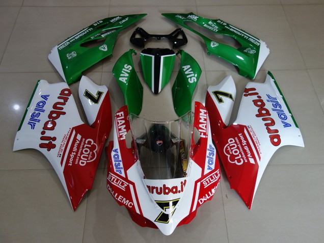 Ducati 899 1199 Motorrad Verkleidung 2011-2014 - Weiss Rot Grun Fiamm 7