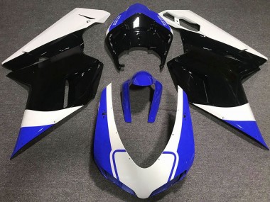 Ducati 848 1098 1198 Motorrad Verkleidung 2007-2014 - Weiss Blau Glanzendes Schwarz