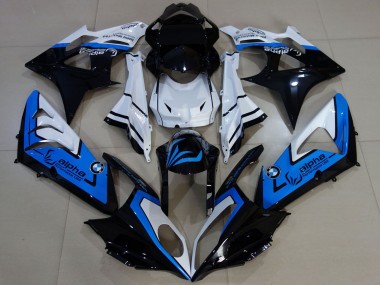 BMW S1000RR Motorrad Verkleidung 2009-2014 - Weiss Blau Glanzendes Schwarz Alpha