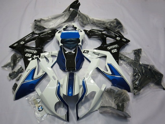 BMW S1000RR Motorrad Verkleidung 2015-2016 - Weiss Blau Glanzendes Schwarz
