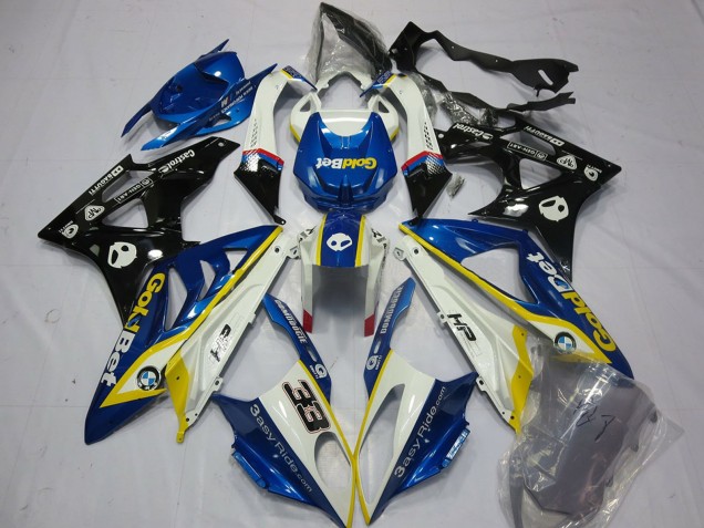 BMW S1000RR Motorrad Verkleidung 2009-2014 - Weiss Gelb Blau Glanzendes Schwarz GoldBet 33