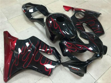 Glänzendes Schwarz Rot Flamme 2001-2003 Honda CBR600 F4i Motorrad Verkleidung