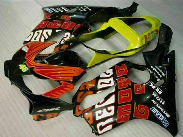 Gelb Orange Glänzendes Schwarz Rossi 46 2001-2003 Honda CBR600 F4i Motorrad Verkleidung